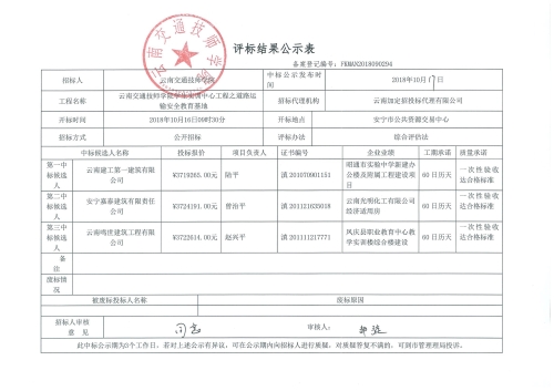 云南交通技师学院学生实训中心工程之道路运输安全教育基地评标结果公示