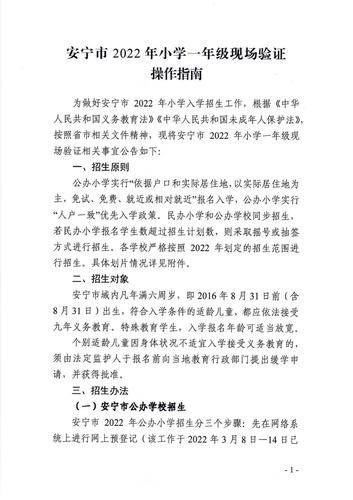 安宁市2022年小学一年级现场验证操作指南_00