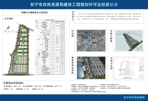 安宁市温泉街道华熙云中阆苑住宅小区项目规划方案批前公示