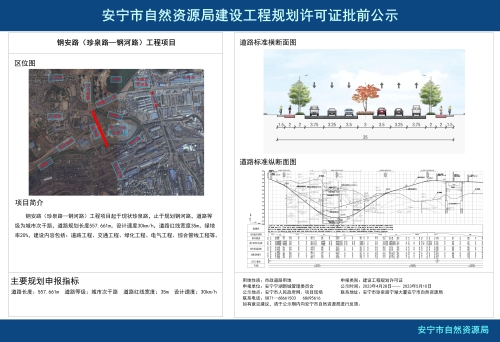 安宁市连然街道钢安路（珍泉路～钢河路）工程项目规划方案批前公示