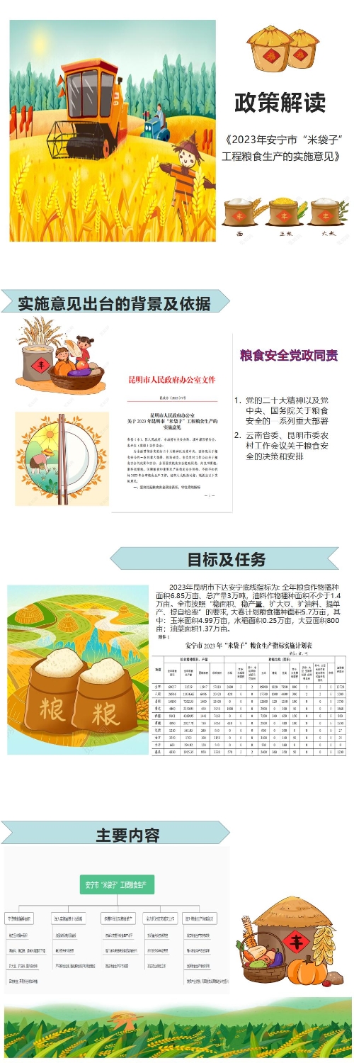 《2023年安宁市“米袋子”工程粮食生产的实施意见》政策解读
