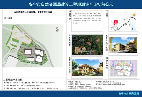 安宁市温泉街道云南佛学院师生宿舍楼、食堂楼建设项目规划方案批前公示