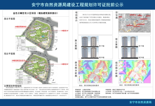 安宁市连然街道金色云樾住宅小区项目规划方案调整批前公示