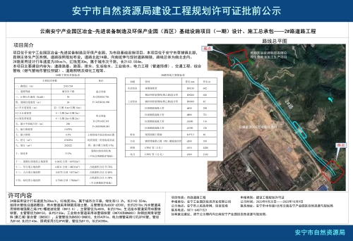 云南安宁产业园区冶金-先进装备制造及环保产业园（西区）基础设施项目（一期）设计、施工总承包——2#路道路工程规划方案批前公示