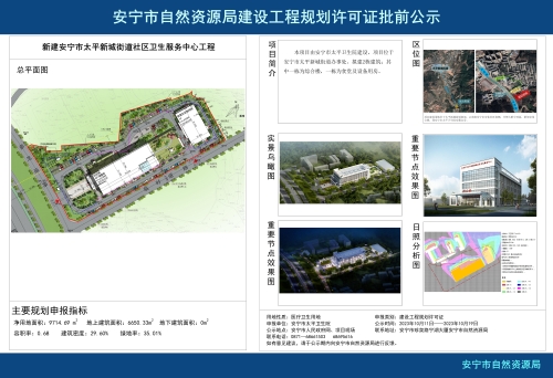 安宁市太平新城街道社区卫生服务中心工程项目规划方案批前公示