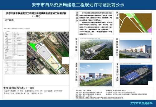 安宁市草铺街道源丰联金属加工有限公司钢铁再生资源加工利用项目（一期）规划方案批前公示