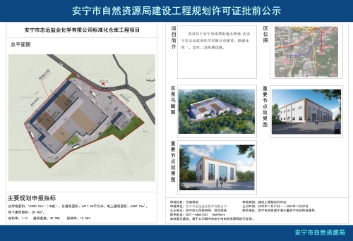 安宁市连然街道安宁志远盐业化学有限公司标准化仓库工程项目规划方案批前公示