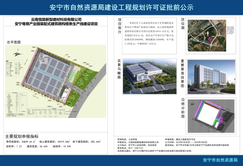 安宁市草铺街道云南恒桀新型建材科技有限公司安宁粤商产业园装配式建筑钢构檩条生产线建设项目规划方案批前公示_01