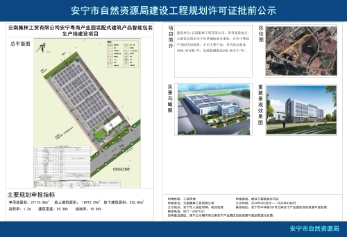 安宁市草铺街道云南集林工贸有限公司安宁粤商产业园装配式建筑产品智能包装生产线建设项目规划方案批前公示_01