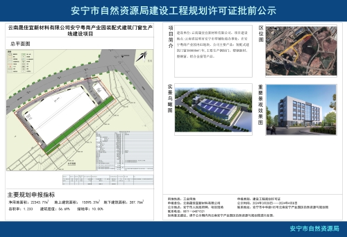 安宁市草铺街道云南晟佳宜新材料有限公司安宁粤商产业园装配式建筑门窗生产线建设项目规划方案批前公示_01