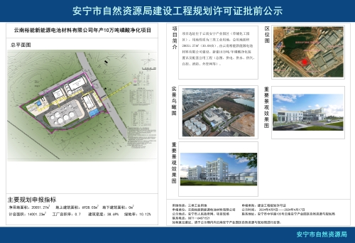 安宁市草铺街道云南裕能新能源电池材料有限公司年产10万吨磷酸净化项目规划方案批前公示_01