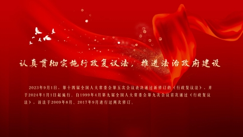 认真贯彻实施行政复议法，推进法治政府建设