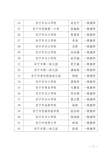 2024年安宁市中小学教师中级职称评审委员会职称资格评审通过人员公示_02