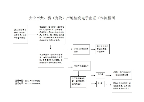 安宁市犬、猫(宠物）产地检疫电子出证工作流程图