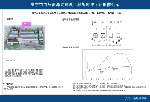 安宁工业园区大宗工业物资公铁联运物流园配套基础设施（一期）工程项目（二号路）规划方案批前公示