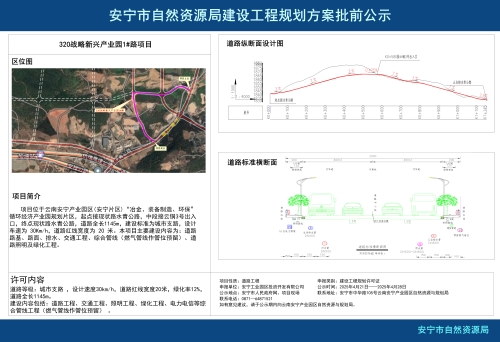 安宁工业园区320战略新兴产业园1#路项目建设工程规划方案批前公示