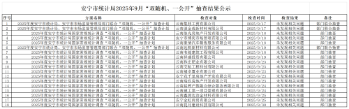 安宁市统计局2025年9月”双随机一公开“抽查结果公示_Sheet1