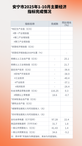 1-10月主要指标 1-10月主要指标