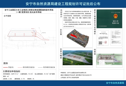 安宁工业园区大宗工业物资公铁联运物流园配套铁路专用线(一期)变更项目(危化品专用线)规划方案批后公布