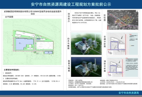 安宁市草铺街道武钢集团昆明钢铁股份有限公司100MW亚临界发电机组能效提升项目规划方案批前公示（20260129）_01