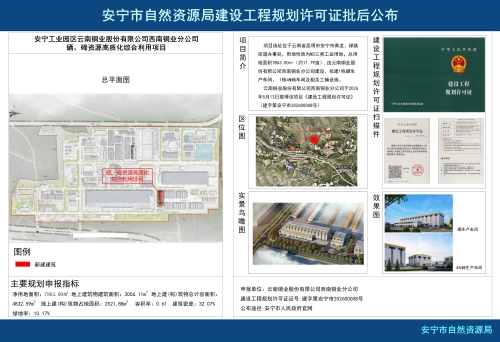 安宁工业园区云南铜业股份有限公司西南铜业分公司硒、碲资源高质化综合利用项目建设工程规划许可证批后公布