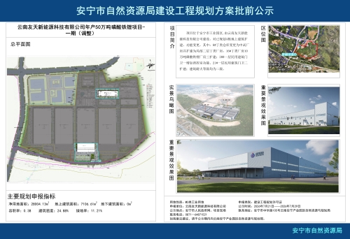 云南友天新能源科技有限公司年产50万吨磷酸铁锂项目一期（调整）建设工程规划方案批前公示_01