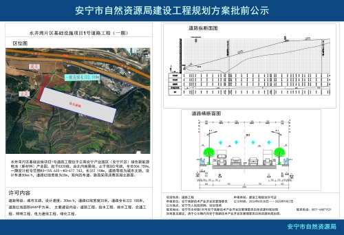 安宁市高新区水井湾片区基础设施项目1号道路工程(一期)建设工程规划方案批前公示 安宁市高新区水井湾片区基础设施项目1号道路工程(一期)建设工程规划方案批前公示