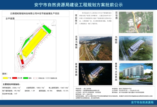 安宁市太平新城街道云南程皓智链科技有限公司中空节能玻璃生产项目建设工程规划方案批前公示